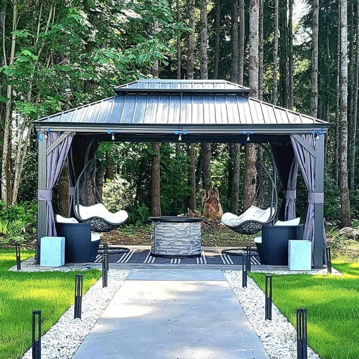 [10x13FT] Large Premium Outdoor Hardtop Aluminum Gazebo With Galvanized Steel Double Roof