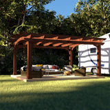 [12x14FT] Luxury Outdoor All-Season Backyard Cedar Wood Gazebo Pergola With Arched Roof And Stakes For Patios
