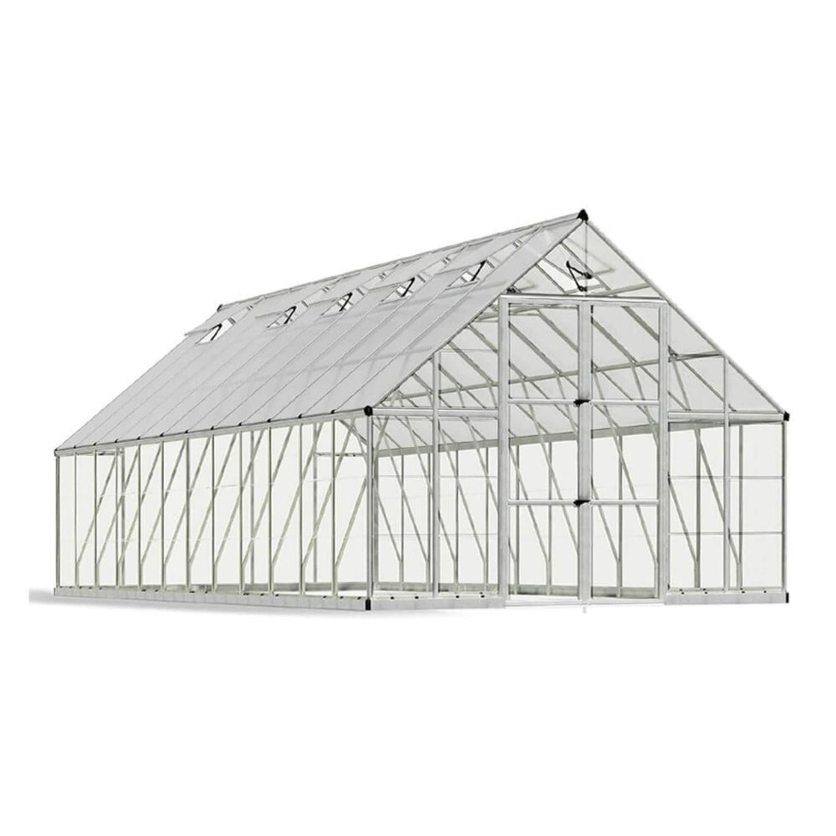 [10x24FT] Premium Heavy-Duty Polycarbonate Walk-In Greenhouse W/ Aluminum Frame & Built-In Gutter System