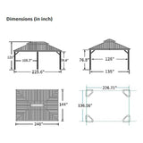 [12x20FT] Heavy Duty Outdoor Backyard Hardtop Gazebo With Netting And Curtains (97418352)