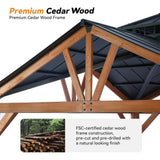 [12x12FT] Premium Outdoor Cedar Wood Hardtop Gazebo With Galvanized Steel Roof