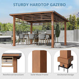 [12x14] Heavy Duty Outdoor Hardtop Wood Frame Gazebo Canopy With Metal Roof & Curtains