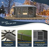 [12x15FT] Extra Large Premium Outdoor All-Season Polycarbonate Hardtop Solarium Sunroom With Sliding Doors