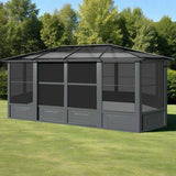 [12x18FT] Large Luxury Outdoor All-Season Aluminum Solarium Sunroom With Polycarbonate Hardtop And Sliding Doors