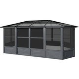 [12x18FT] Large Luxury Outdoor All-Season Aluminum Solarium Sunroom With Polycarbonate Hardtop And Sliding Doors