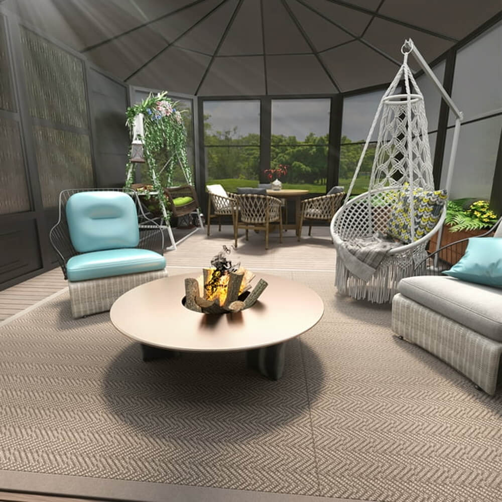 [12x18FT] Large Luxury Outdoor All-Season Aluminum Solarium Sunroom With Polycarbonate Hardtop And Sliding Doors