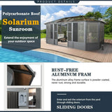 [12x18FT] Large Luxury Outdoor All-Season Aluminum Solarium Sunroom With Polycarbonate Hardtop And Sliding Doors