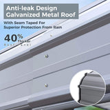 [12x25FT] Heavy Duty Extra Large Multi Vehicle Carport Kit With Galvanized Steel Roof