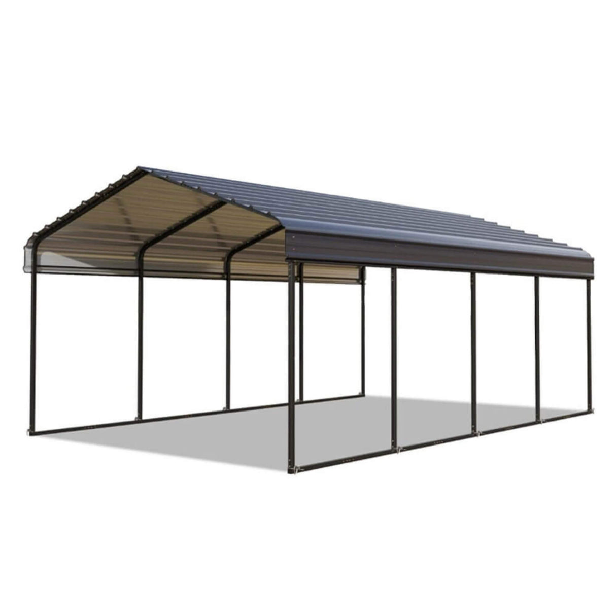 [12x25FT] Heavy Duty Extra Large Multi Vehicle Carport Kit With Galvanized Steel Roof