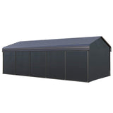 [12x25FT] Heavy Duty Extra Large Multi Vehicle Carport Kit With Galvanized Steel Roof
