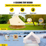 13FT Outdoor Glamping Yurt Teepee Canvas Camping Bell Family Waterproof Tent W/ Stove Jack