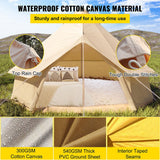 13FT Outdoor Glamping Yurt Teepee Canvas Camping Bell Family Waterproof Tent W/ Stove Jack