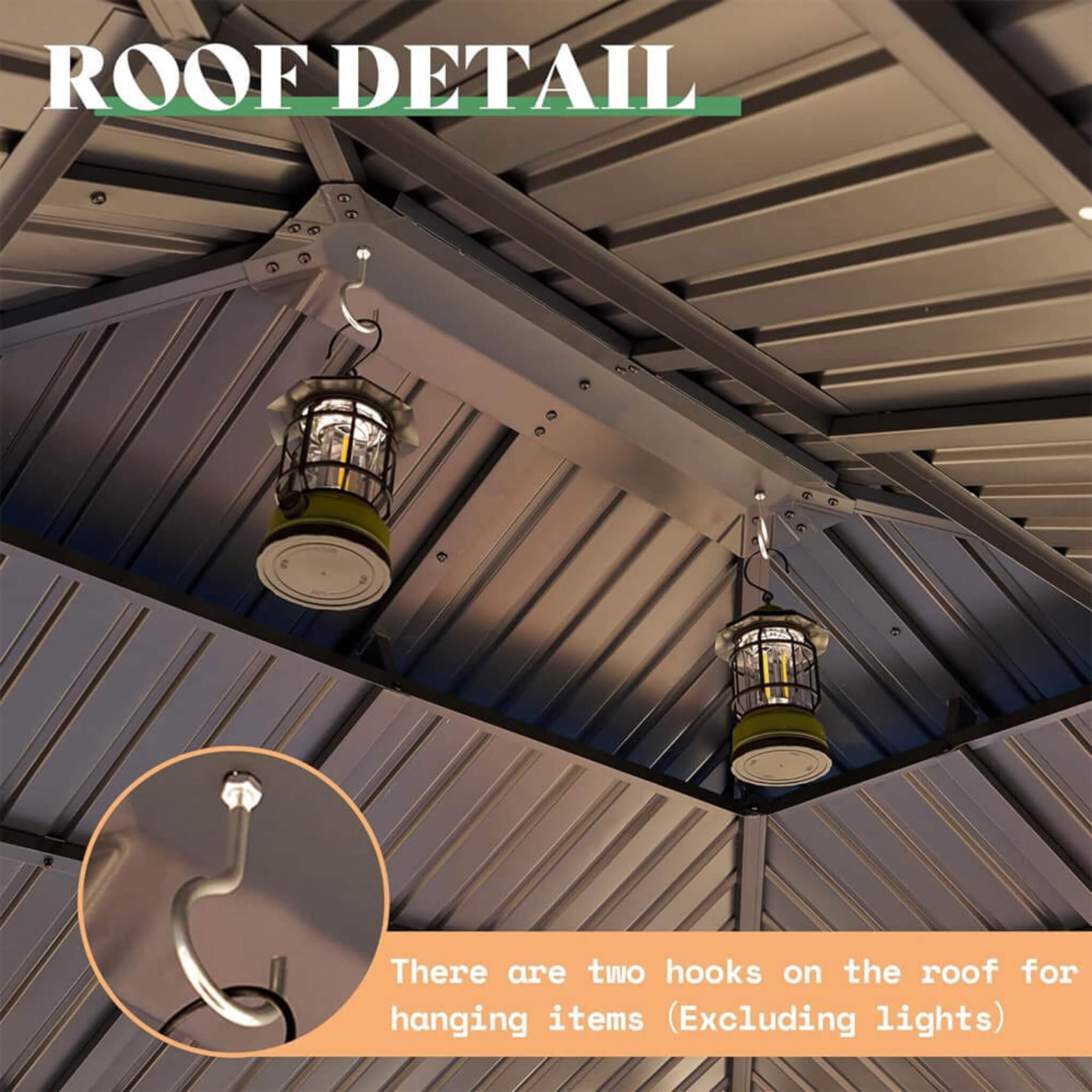 [13x15FT] Premium Outdoor All-Season Wooden Cedar Hardtop Gazebo Carport With Double Iron Roof