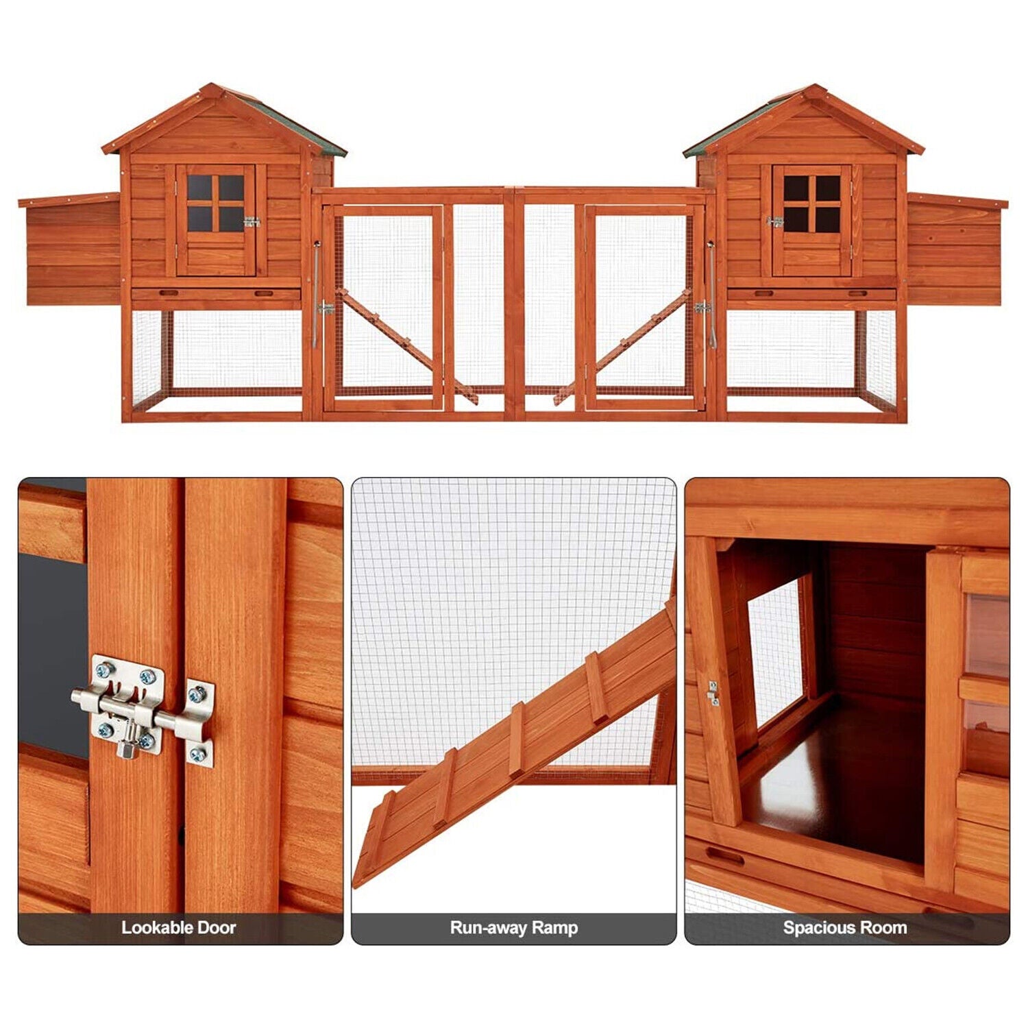 Extra Large Wooden Outdoor Chicken Coop Cage W/ Nesting Box (SAK92382)