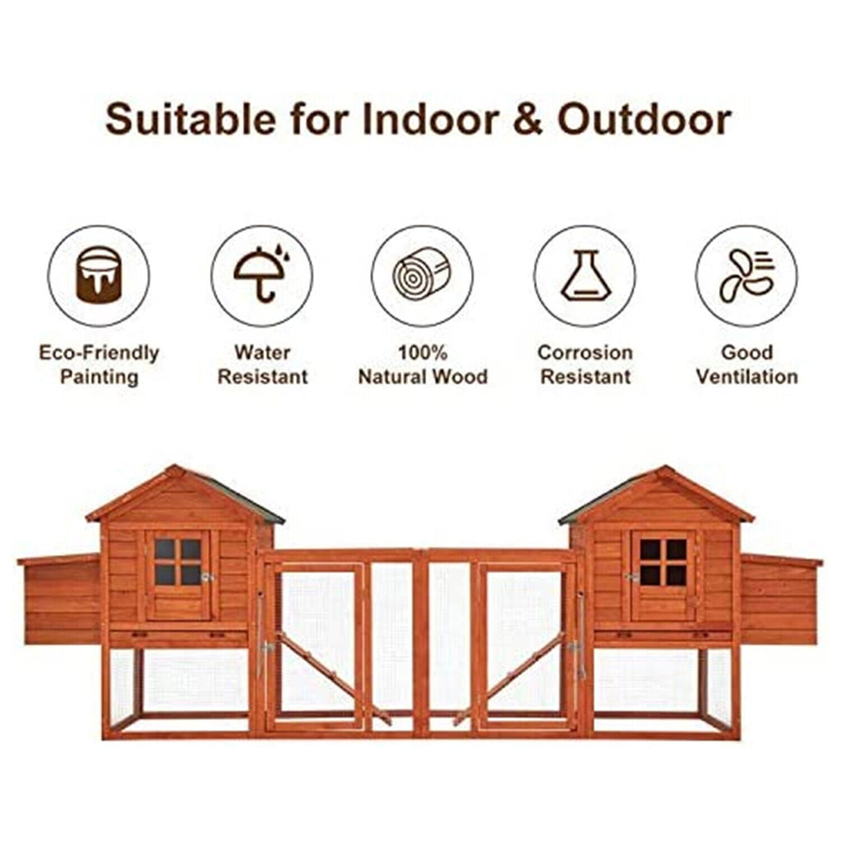Extra Large Wooden Outdoor Chicken Coop Cage W/ Nesting Box