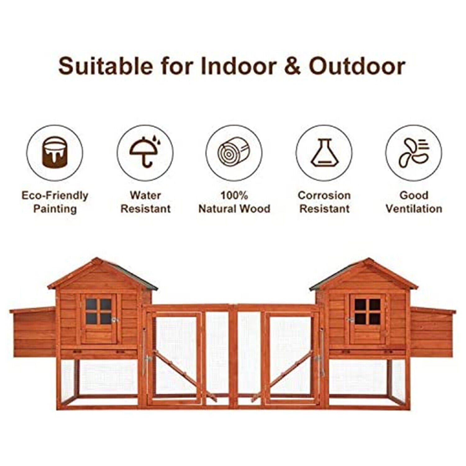 Extra Large Wooden Outdoor Chicken Coop Cage W/ Nesting Box (SAK92382)