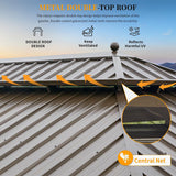 [14x24FT] Heavy Duty Aluminum Galvanized Steel Double Roof Hardtop Gazebo With Netting And Curtains