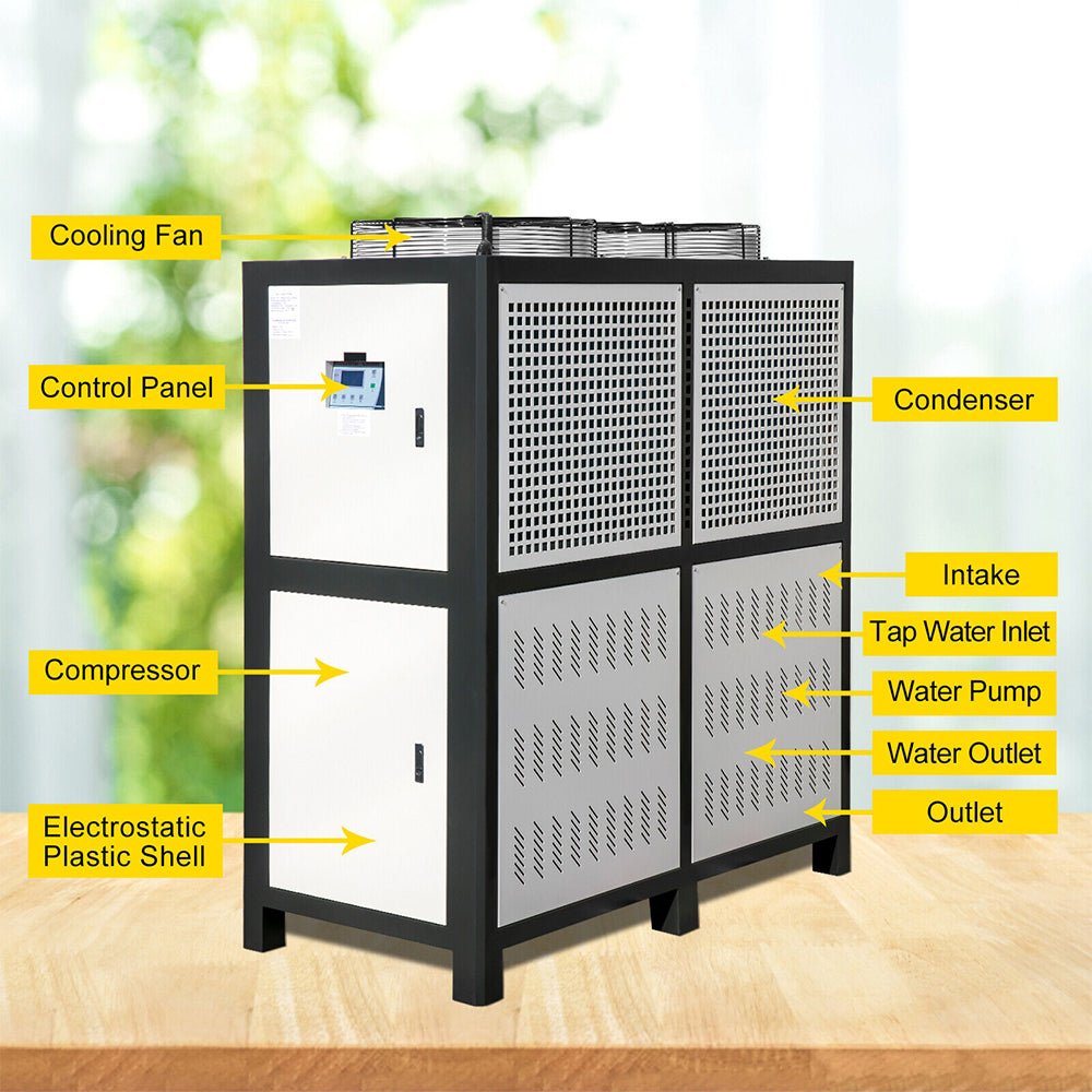 15 Ton Smart Air-Cooled SS Industrial Water Chiller With LCD Display & 150L Water Tank, 15HP (95201436)