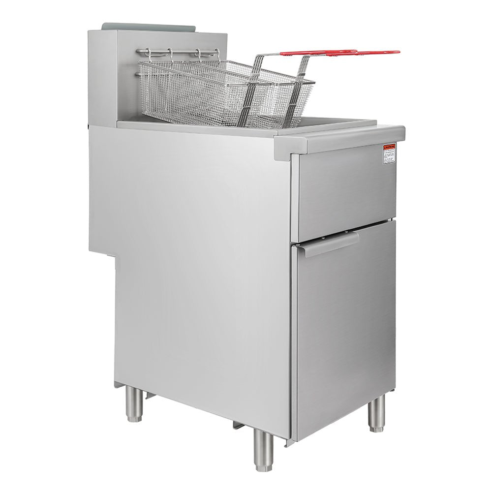 150K BTU Commercial Stainless Steel Gas Powered Floor Deep Fryer With Baskets, 90-95 LBS (95364271)