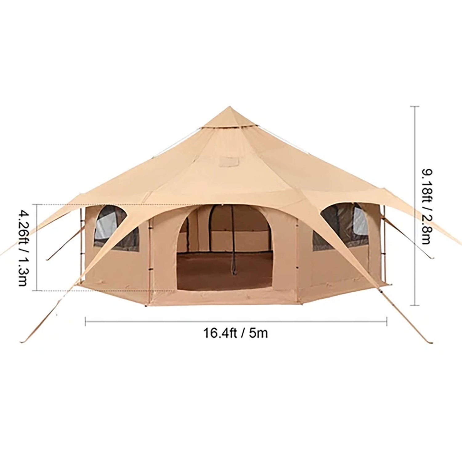 4 man tent size in metres 16FT Large Premium 4-Season 8-Person Bell Yurt Tent With Stove Jack (S – Distinct Designs
