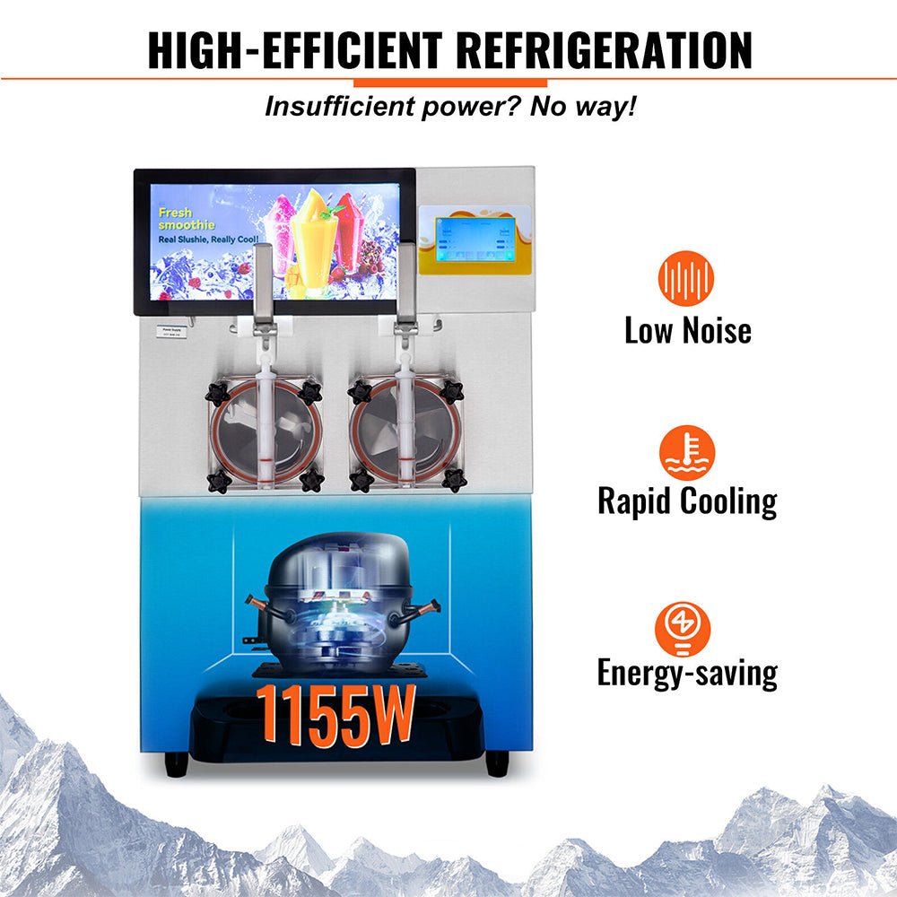 16L Commercial Double Frozen Margarita Ice Slushie Drink Maker Machine, 1155W