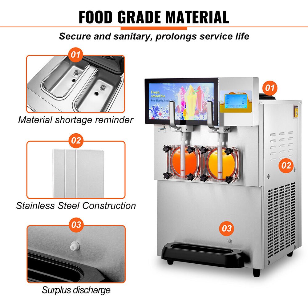 16L Commercial Double Frozen Margarita Ice Slushie Drink Maker Machine, 1155W