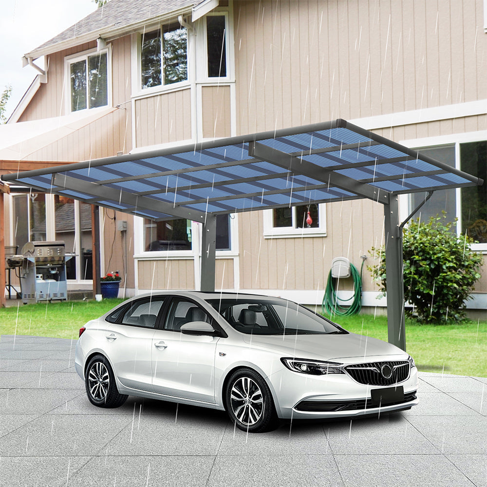 [10x17FT] Extra Large Heavy Duty Outdoor Aluminum Single Side Carport With Galvanized Metal Roof