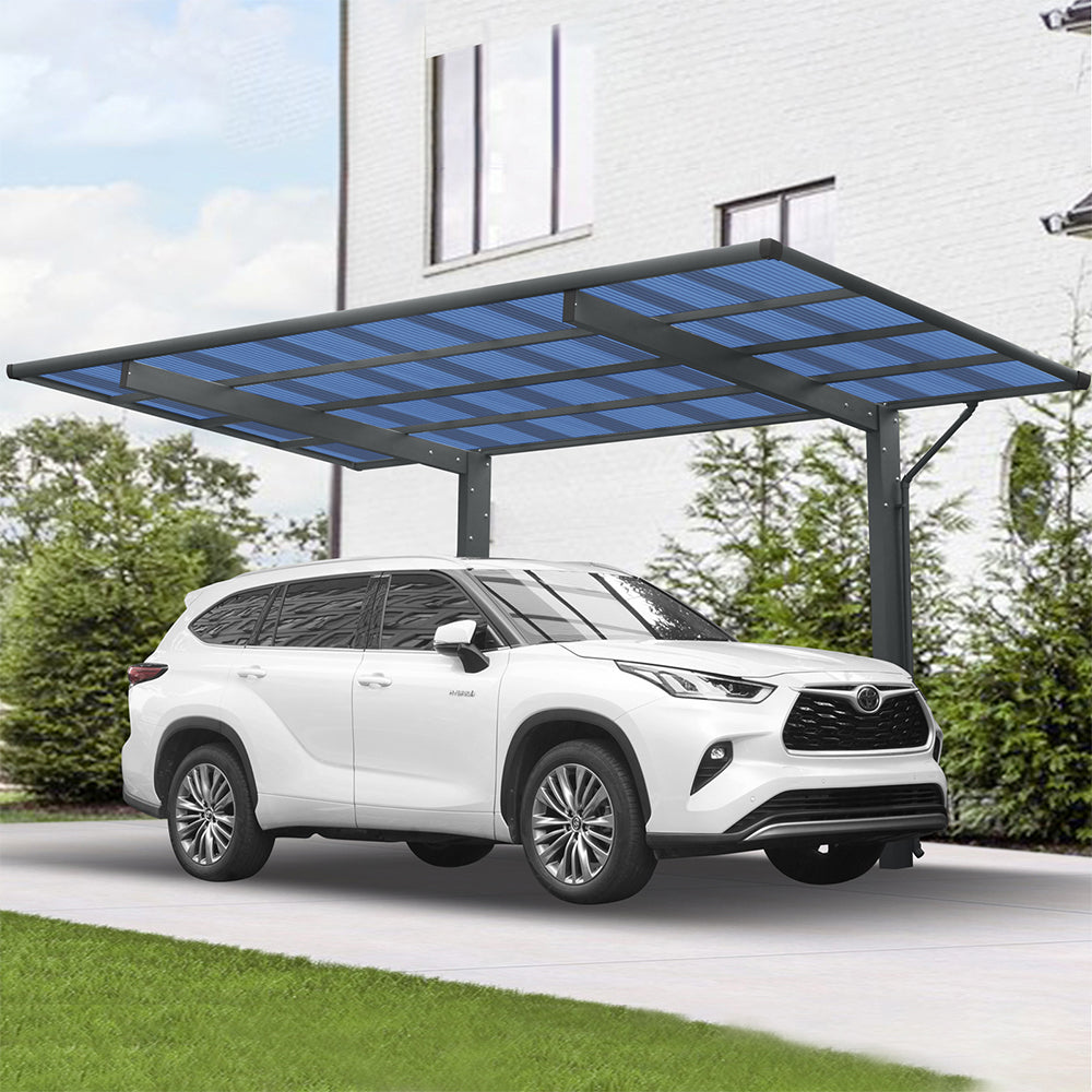 [10x17FT] Extra Large Heavy Duty Outdoor Aluminum Single Side Carport With Galvanized Metal Roof