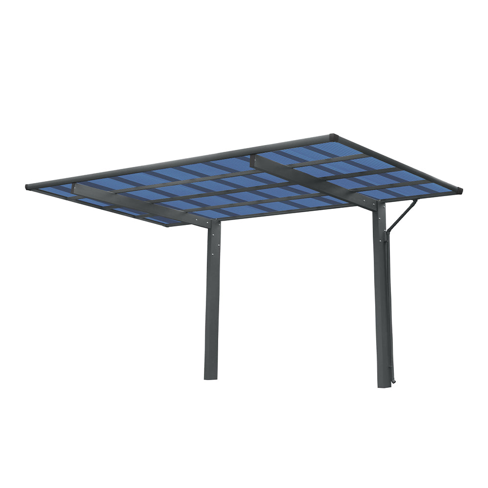 [10x17FT] Extra Large Heavy Duty Outdoor Aluminum Single Side Carport With Galvanized Metal Roof