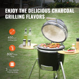 18" Portable Round Ceramic Outdoor Barbecue Smoker Grill For Patio (97258631)
