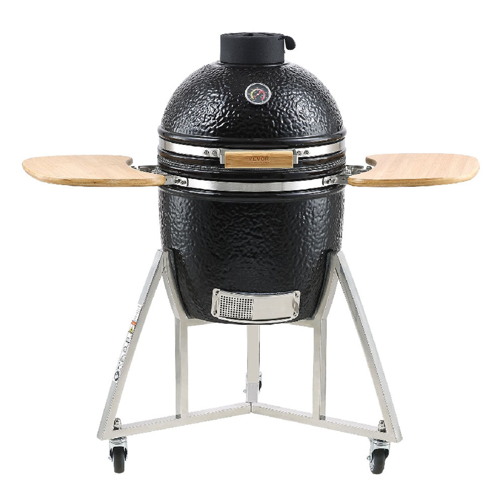 18" Portable Round Ceramic Outdoor Barbecue Smoker Grill For Patio (97258631)
