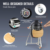 18" Portable Round Ceramic Outdoor Barbecue Smoker Grill For Patio (97258631)
