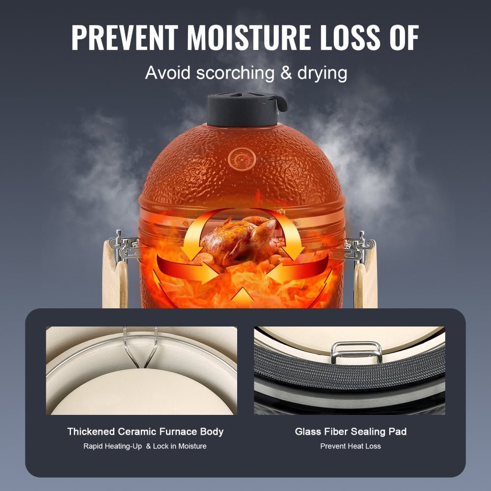 18" Portable Round Ceramic Outdoor Barbecue Smoker Grill For Patio (97258631)