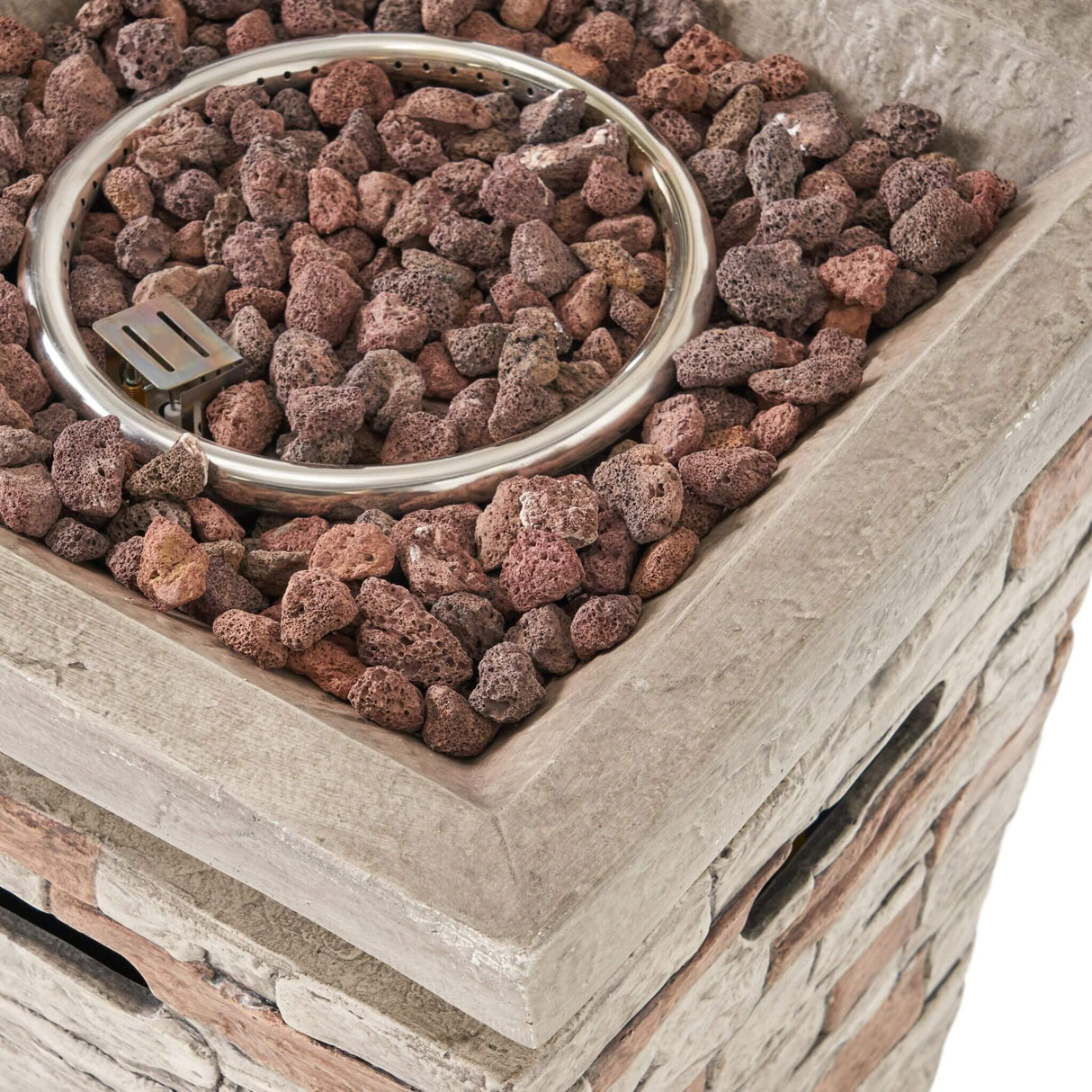 19" Outdoor 40K BTU Natural Stone Fire Column (SAK36771)