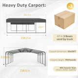 [20x20FT] Heavy Duty Extra Large 2 Car Metal Carport Kit For Cars, Boats, And Trucks