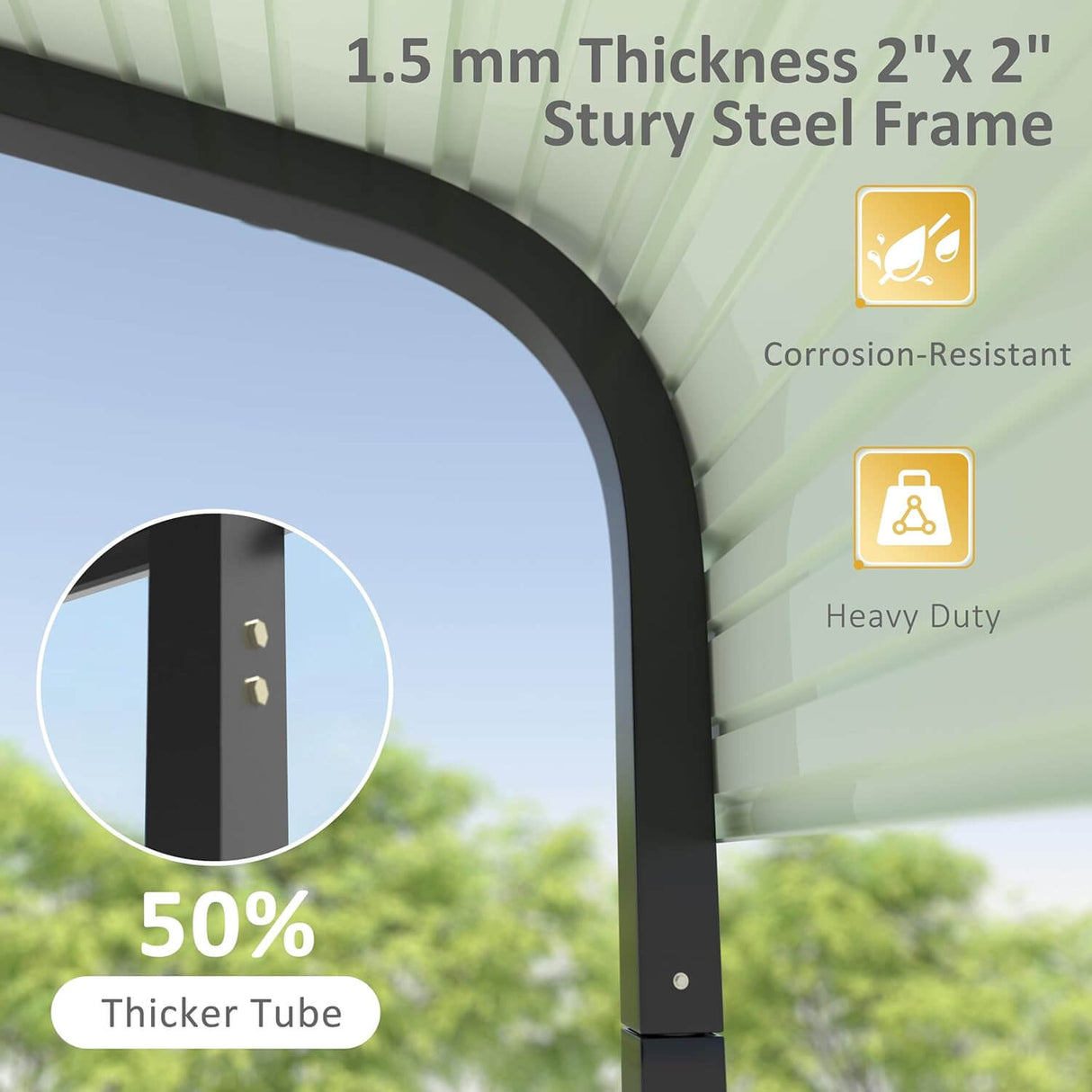 [20x20FT] Heavy Duty Extra Large 2 Car Metal Carport Kit For Cars, Boats, And Trucks