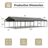 [20x40FT] Extra Large Heavy Duty Four Car Outdoor Metal Carport Canopy For Trucks, Boats And SUVs