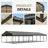 [20x40FT] Extra Large Heavy Duty Four Car Outdoor Metal Carport Canopy For Trucks, Boats And SUVs