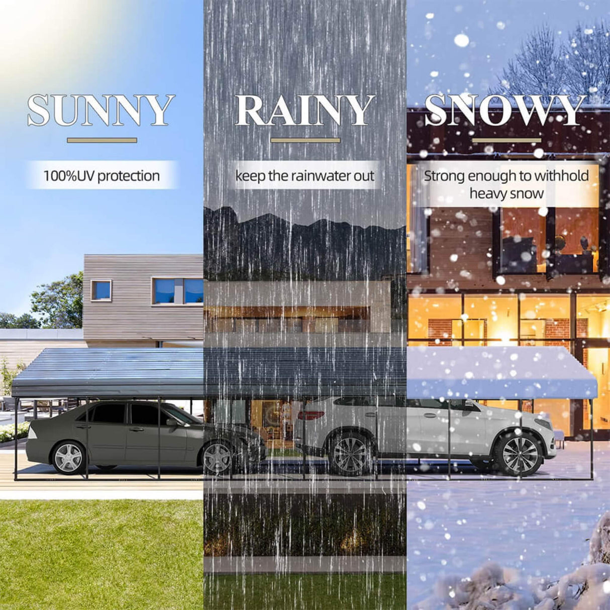 [20x40FT] Extra Large Heavy Duty Four Car Outdoor Metal Carport Canopy For Trucks, Boats And SUVs