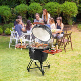 24" Ceramic Portable Round Outdoor Barbecue Smoker Grill For Patio (93820572)