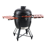 24" Ceramic Portable Round Outdoor Barbecue Smoker Grill For Patio (93820572)