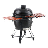 24" Ceramic Portable Round Outdoor Barbecue Smoker Grill For Patio (93820572)