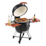 24" Ceramic Portable Round Outdoor Barbecue Smoker Grill For Patio (93820572)