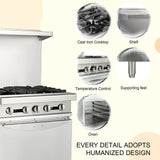 24 Inch Commercial Restaurant Kitchen 4 Burner Range W/ Standard Oven (97163042)