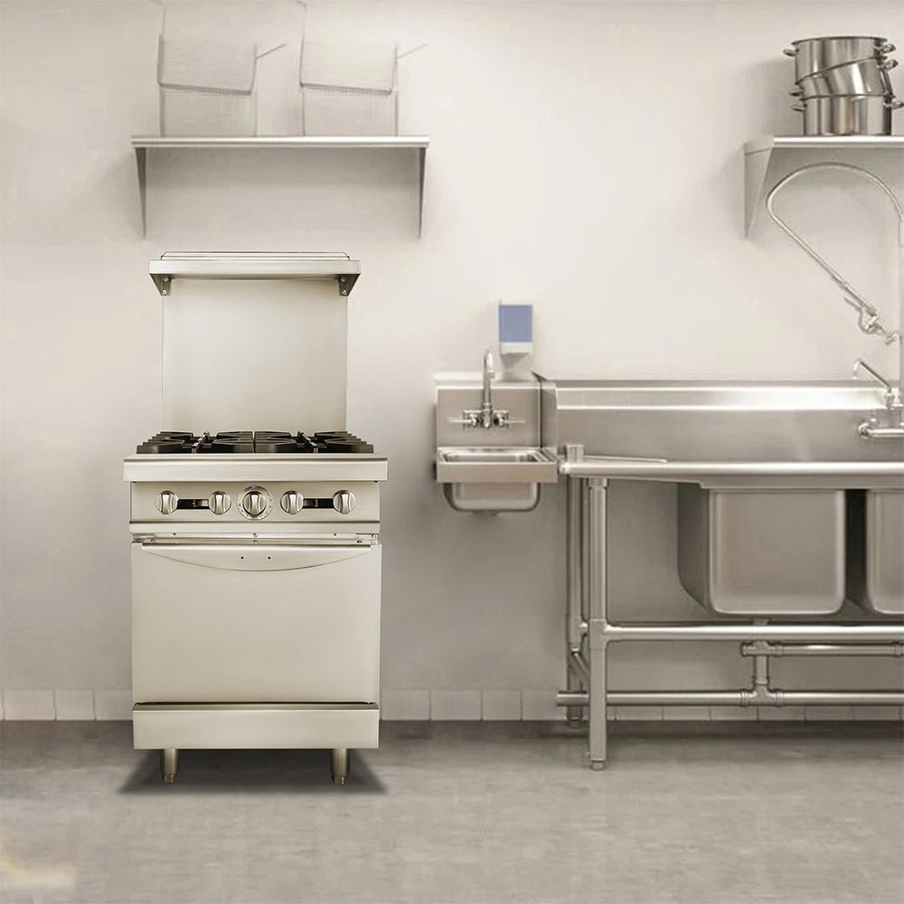 24 Inch Commercial Restaurant Kitchen 4 Burner Range W/ Standard Oven (97163042)