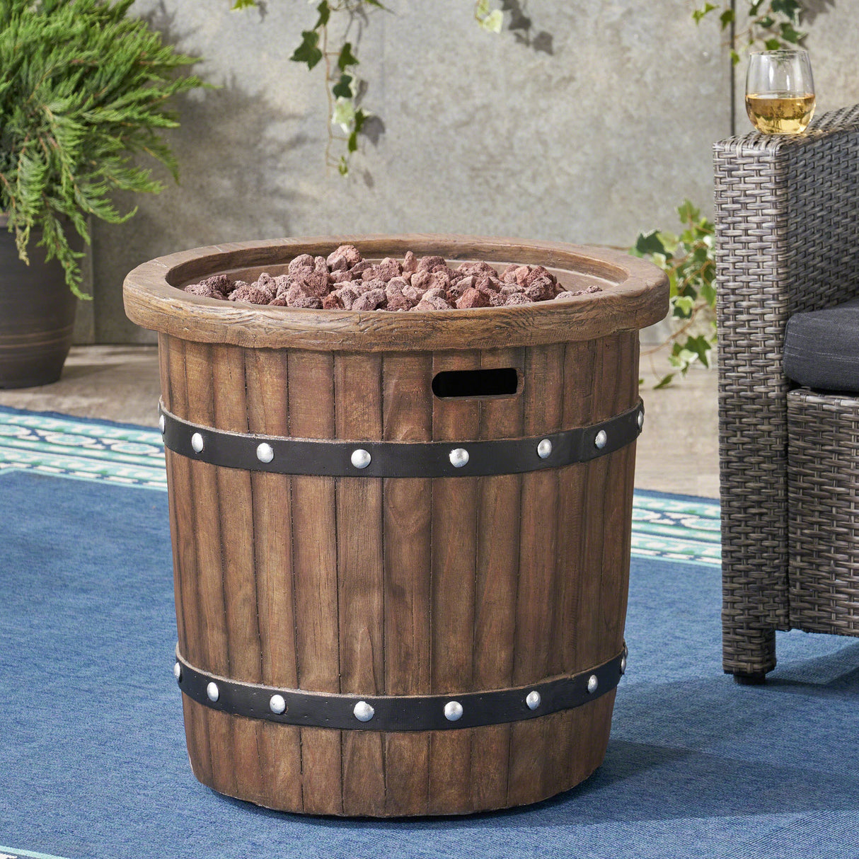 25" Round 40K BTU Liquid Propance Concrete Fire Pit (SAK88764)