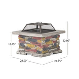 28" Premium Outdoor Wood Burning Magnesium Oxide Fire Pit With Lid (SAK75214)