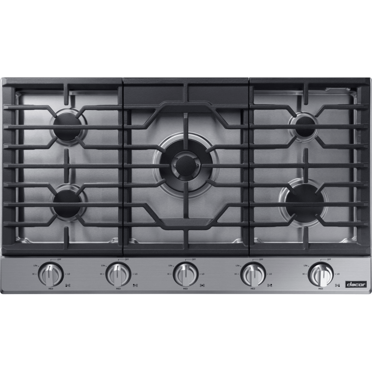 Dacor 36-Inch Transitional Gas Cooktop, Silver Stainless, NG/LP - DTG36P875NS