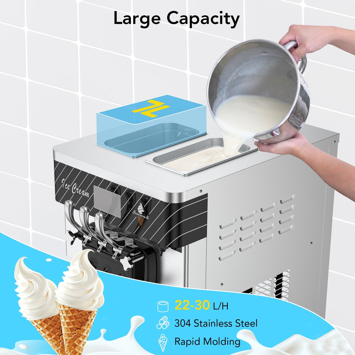 3 Flavor Soft Serve Commercial Ice Cream Maker Machine (97582146)