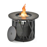 30K BTU Premium Outdoor Patio Gas Fire Pit Table With Fire Glass And Cover, 32" (96517432)